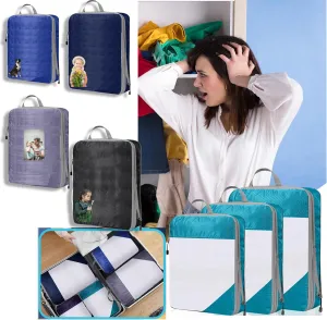 Compression Packing Cubes for Travel, Personalized Design Your Picture Names Expandable Packing Organizers, Carry On Luggage Suitcase Organizer Bags as Travel Accessories