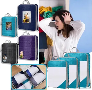 Compression Packing Cubes for Travel, Personalized Design Your Picture Names Expandable Packing Organizers, Carry On Luggage Suitcase Organizer Bags as Travel Accessories