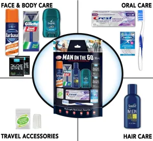 Convenience Kits International Mens 11 Piece Kit with Oral Care and Grooming Essentials, Featuring: Travel Size Products, Blue (Pack of 2)