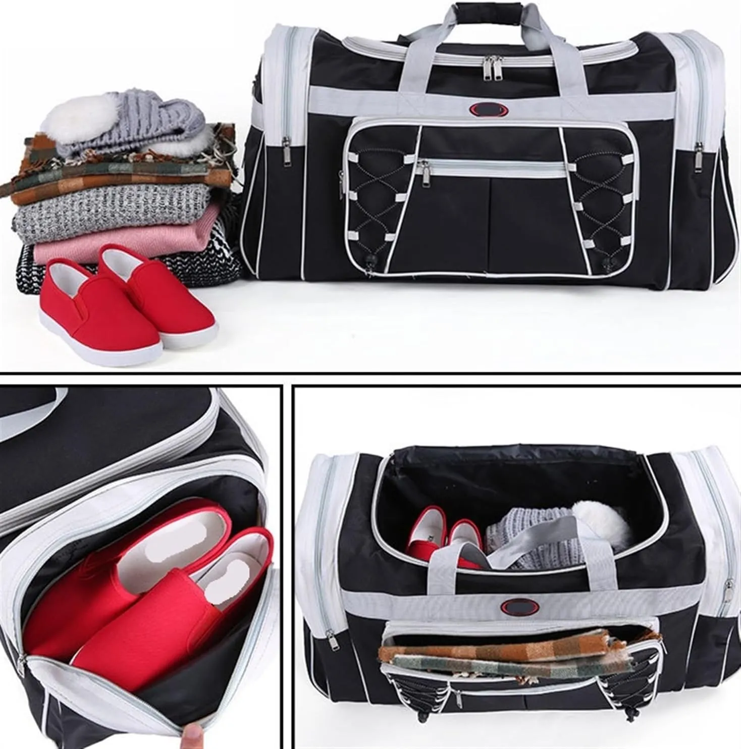 Convertible Suit Travel Bag Foldable Duffle Bag With Shoulder Strap For Men & Women Hanging Dress Suitcase Suit Travel Bag hanging garment duffel bag (Color : A, Size : 64 * 32 * 35cm)