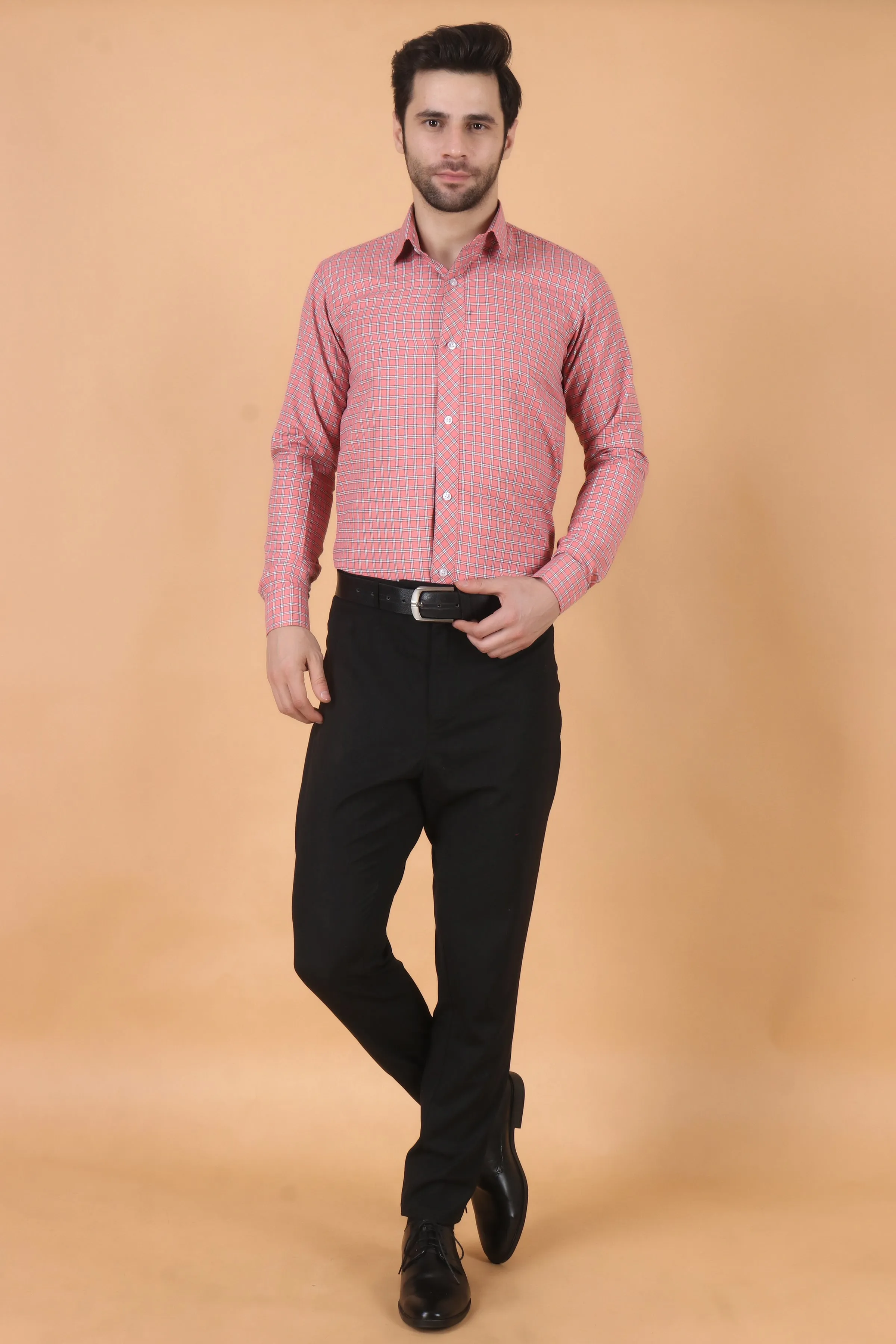 Coral Checked Woollen Shirt