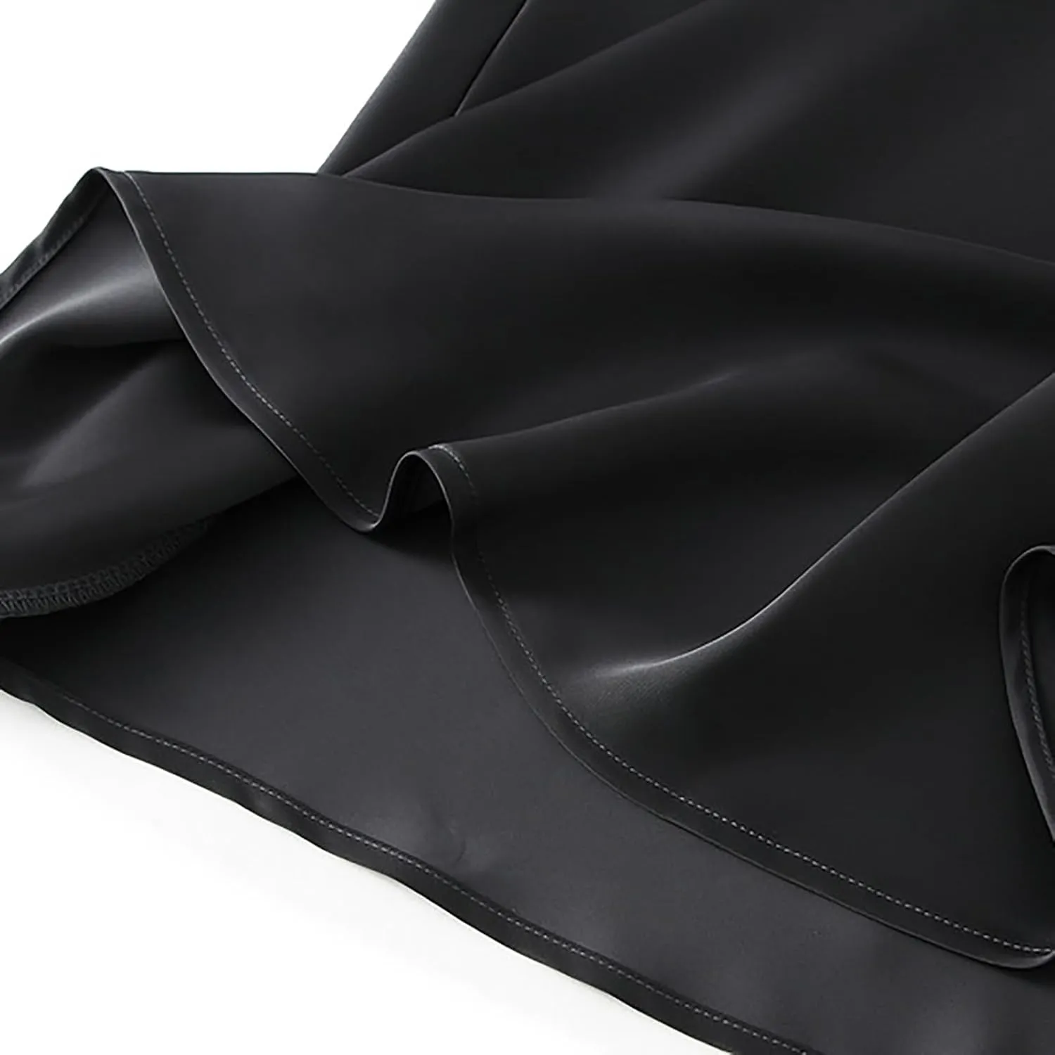 CORIRESHA Women's Elegant Satin Skirt High Waisted Flowy Work Mermaid Maxi Skirt