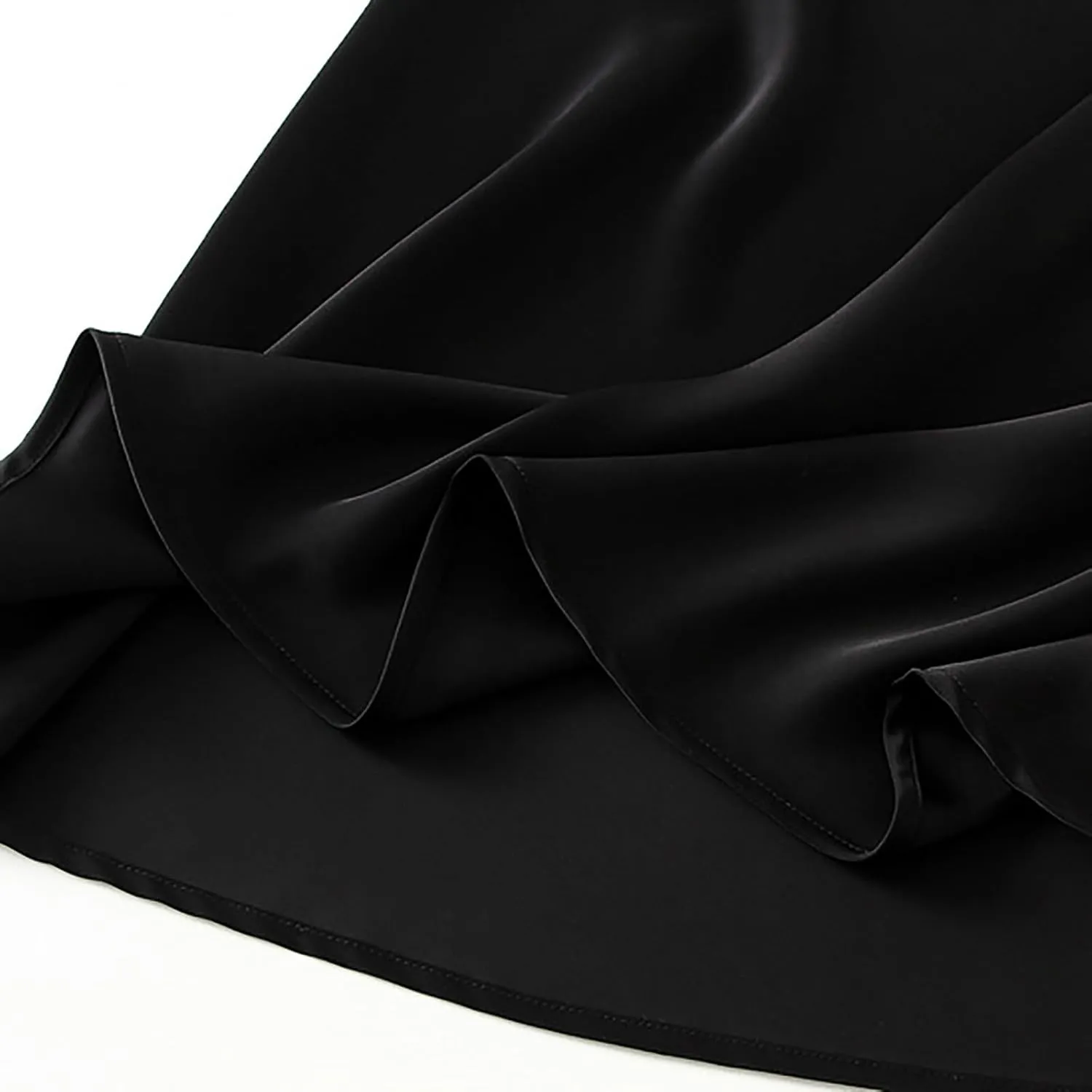 CORIRESHA Women's Elegant Satin Skirt High Waisted Flowy Work Mermaid Maxi Skirt