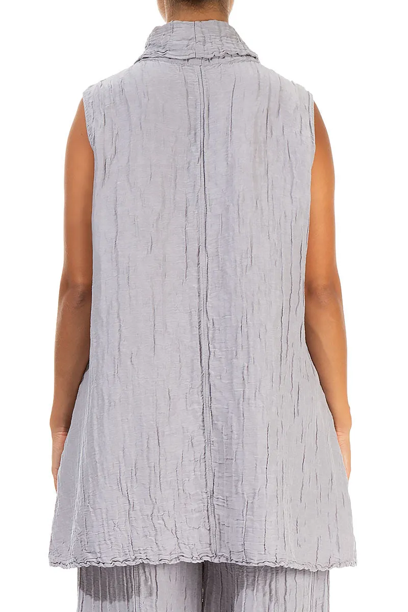 Cowl Neck Crinkled Lilac Grey Silk Tunic