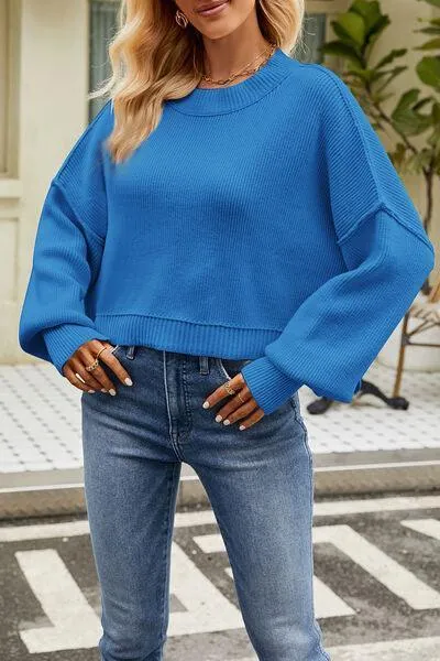 Cozy Day Crew Neck Dropped Shoulder Sweater