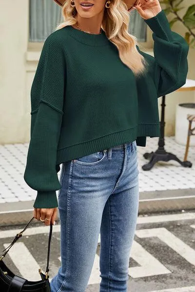 Cozy Day Crew Neck Dropped Shoulder Sweater