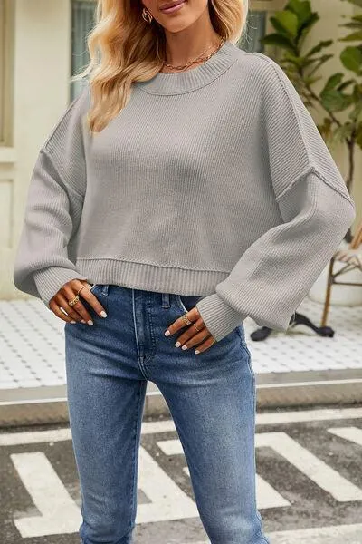Cozy Day Crew Neck Dropped Shoulder Sweater