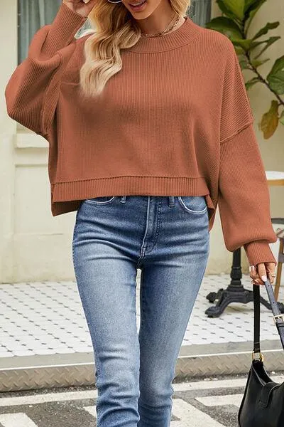 Cozy Day Crew Neck Dropped Shoulder Sweater