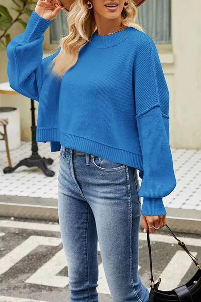 Cozy Day Crew Neck Dropped Shoulder Sweater