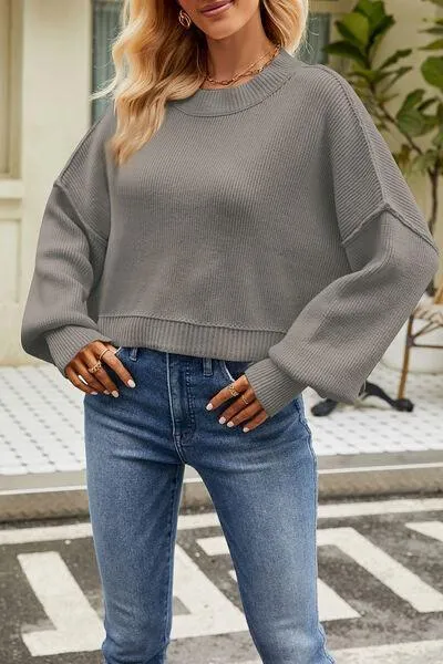 Cozy Day Crew Neck Dropped Shoulder Sweater