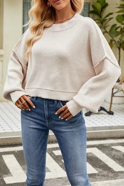 Cozy Day Crew Neck Dropped Shoulder Sweater