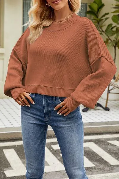 Cozy Day Crew Neck Dropped Shoulder Sweater