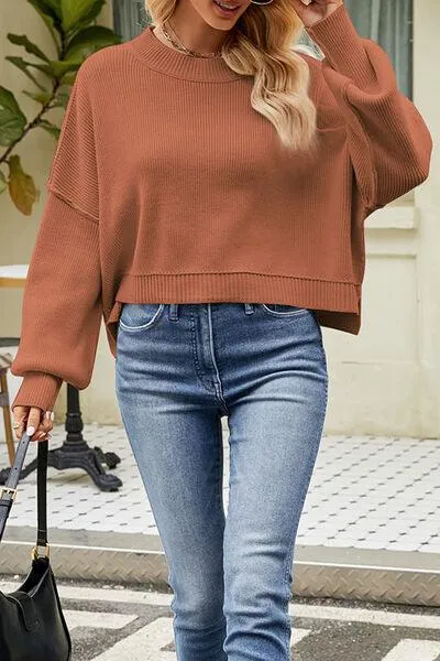 Cozy Day Crew Neck Dropped Shoulder Sweater