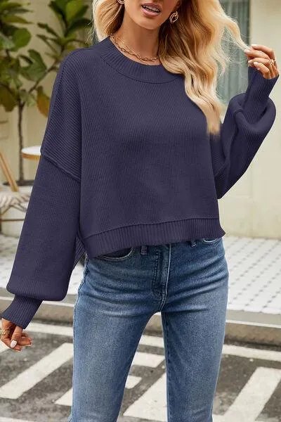 Cozy Day Crew Neck Dropped Shoulder Sweater