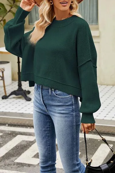 Cozy Day Crew Neck Dropped Shoulder Sweater