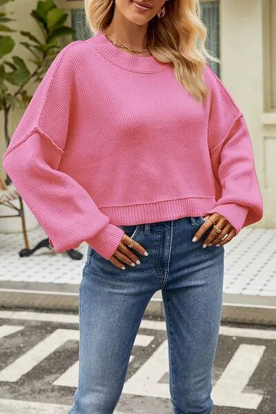 Cozy Day Crew Neck Dropped Shoulder Sweater