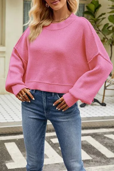 Cozy Day Crew Neck Dropped Shoulder Sweater