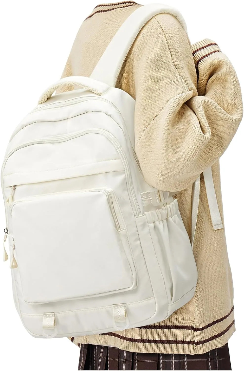 Cute Backpack for College Students Waterproof School Bag High School Backpacks for Teens Girls Boys Laptop Bookbag Casual Daypacks Backpacks for Women MenBeige