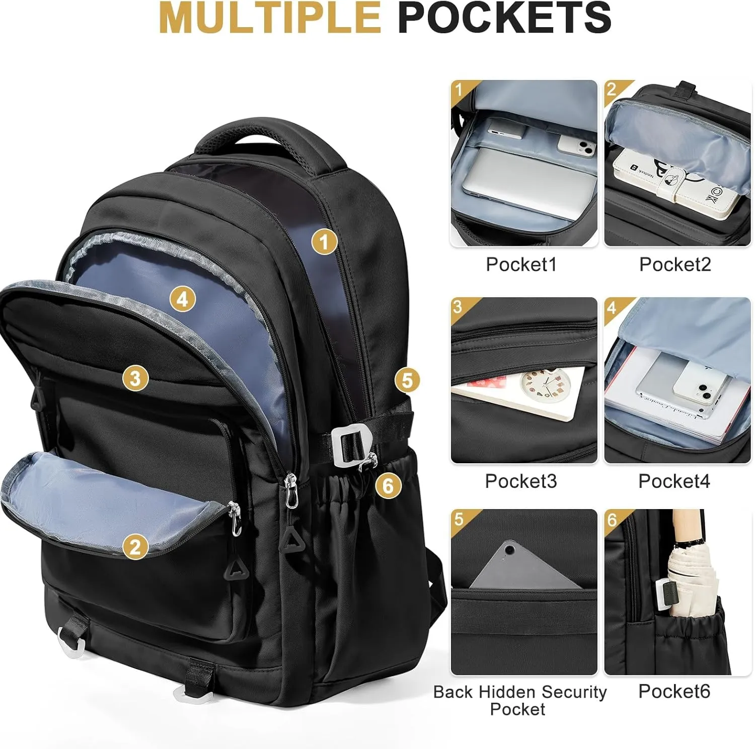 Cute Black Backpack for College Students Waterproof School Bag High School Backpacks for Teens Girls Boys Laptop Bookbag Casual Daypacks Backpacks for Women Men
