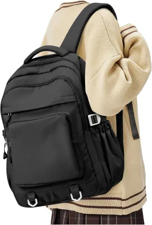 Cute Black Backpack for College Students Waterproof School Bag High School Backpacks for Teens Girls Boys Laptop Bookbag Casual Daypacks Backpacks for Women Men