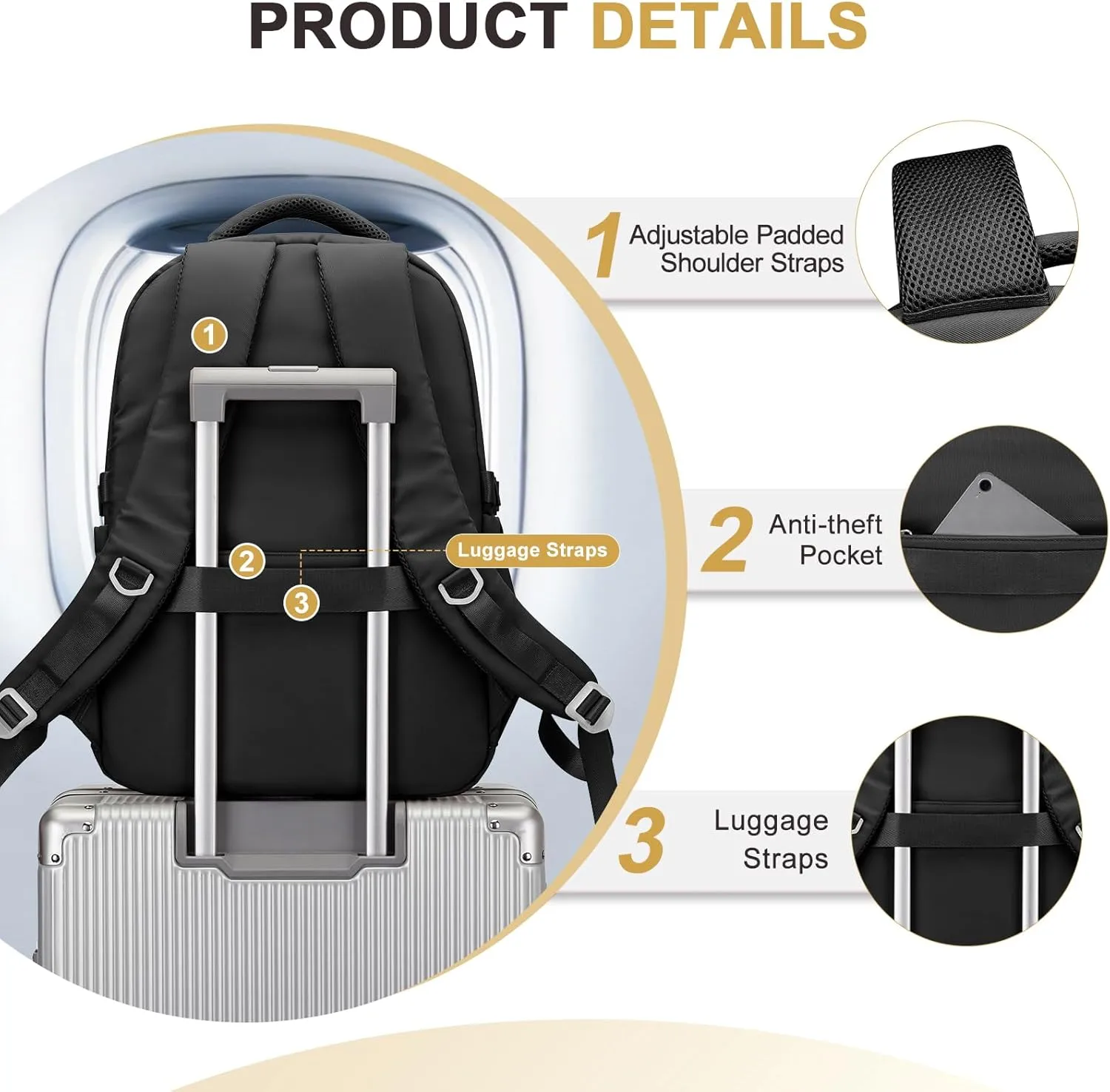 Cute Black Backpack for College Students Waterproof School Bag High School Backpacks for Teens Girls Boys Laptop Bookbag Casual Daypacks Backpacks for Women Men