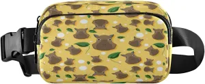 Cute Capybara Leaf Animal Belt Bag for Women Men Fanny Pack Small Waist Pouch Crossbody Bags for Outdoor Hiking Running Travel