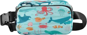 Cute Crab Whale Belt Bag for Women Men Fanny Pack Small Waist Pouch Crossbody Bags for Outdoor Hiking Running Travel