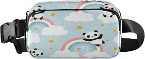 Cute Panda Rainbow Cloud Belt Bag for Women Men Fanny Pack Small Waist Pouch Crossbody Bags for Outdoor Hiking Running Travel