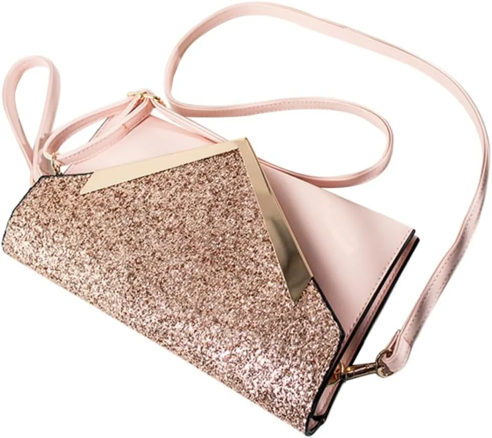 Cute Sequin Clutch Bag for Women Fashion Evening Bag Handbag Chain for Wedding Party