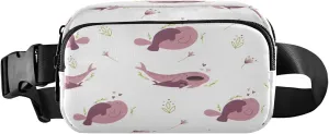 Cute Whale Shark Manatee Belt Bag for Women Men Fanny Pack Small Waist Pouch Crossbody Bags for Outdoor Hiking Running Travel
