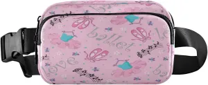 Dancing Ballerinas Silhoette Beautiful Ballet Shoes Misic Belt Bag for Women Men Fanny Pack Small Waist Pouch Crossbody Bags for Outdoor Hiking Running Travel