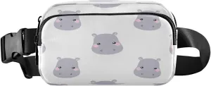 Dancing Ballerinas Silhoette Cute Hippo Grey Belt Bag for Women Men Fanny Pack Small Waist Pouch Crossbody Bags for Outdoor Hiking Running Travel