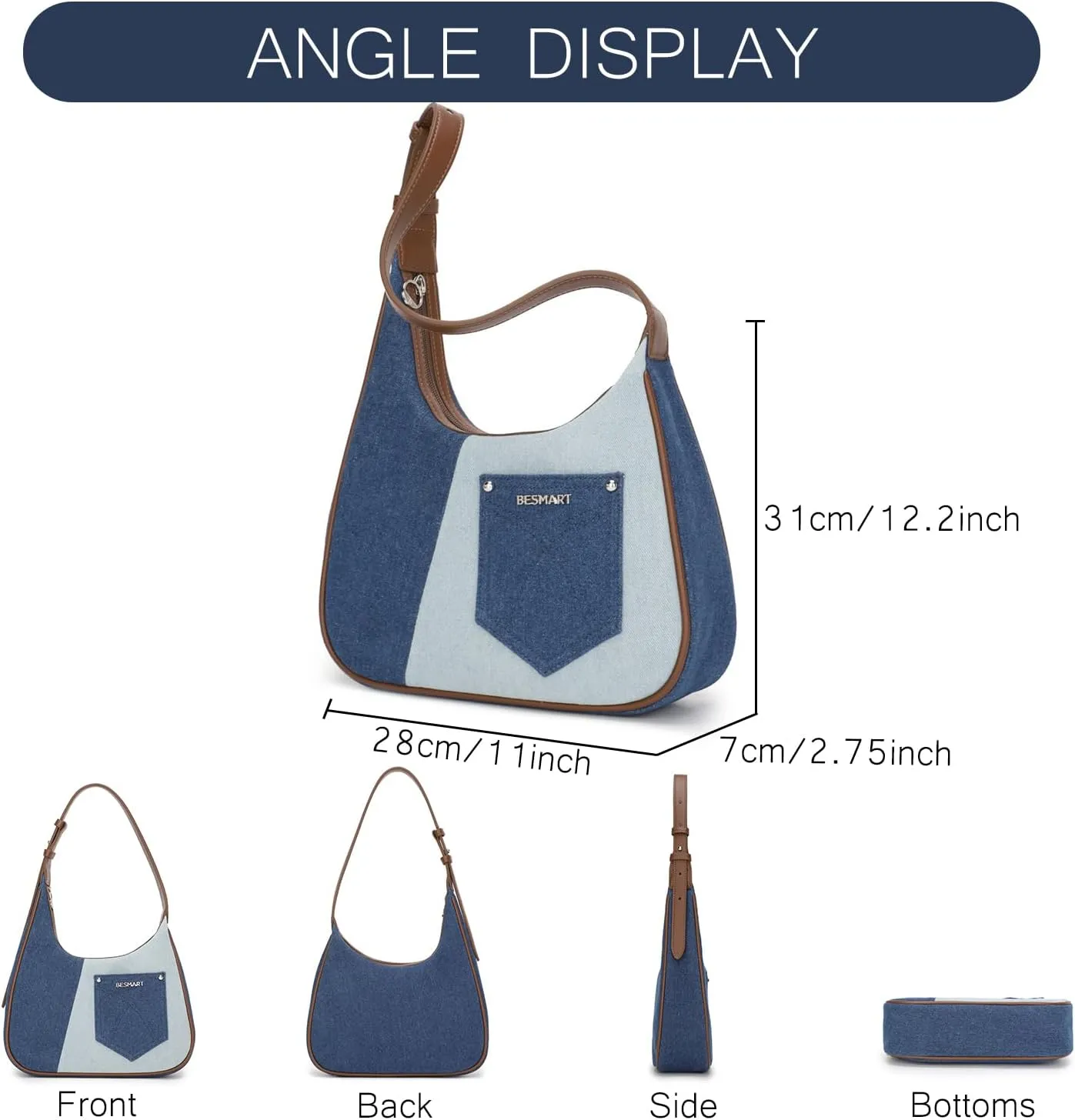 Denim Crossbody Bag Quilted Shoulder Bags for Women