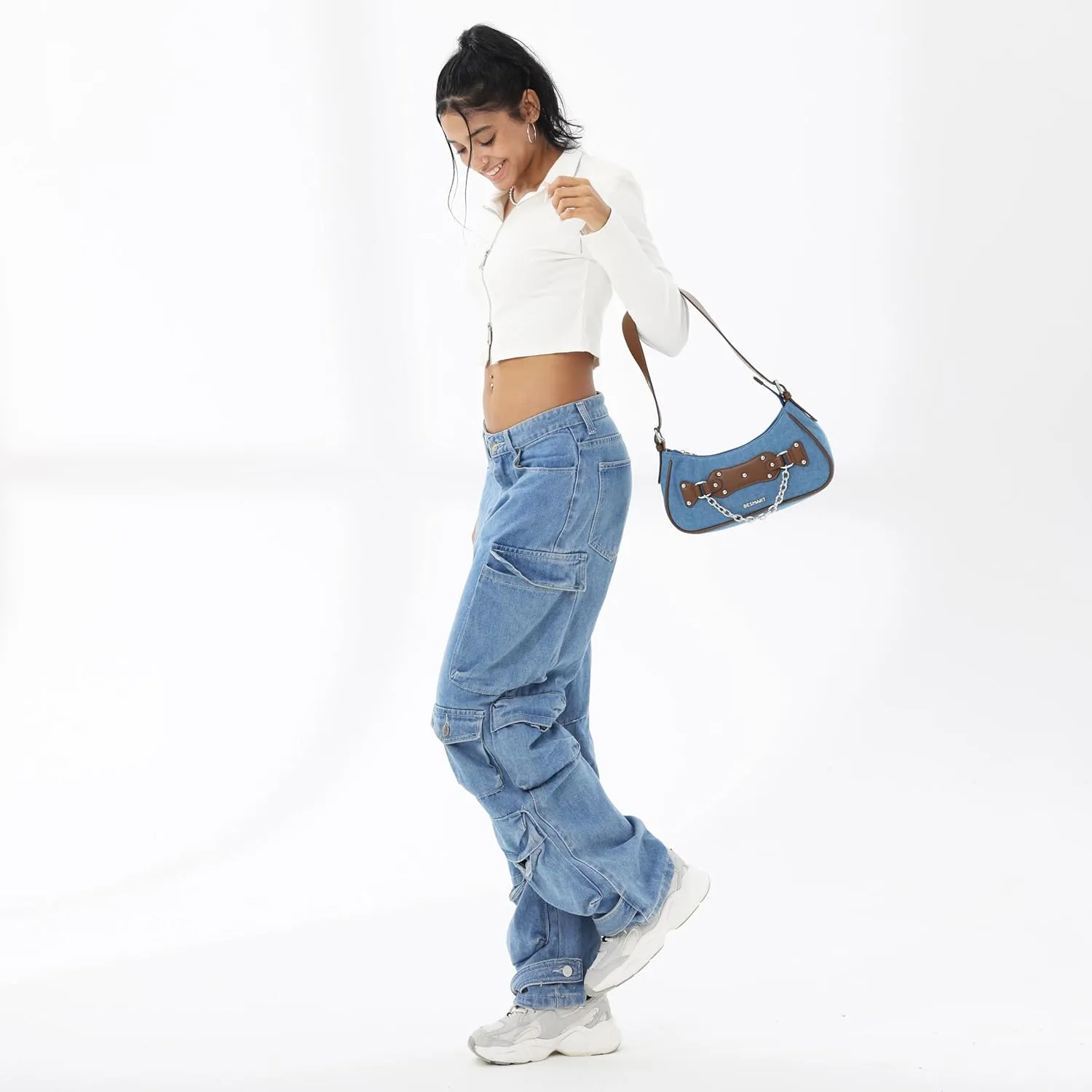 Denim Crossbody Bag Quilted Shoulder Bags for Women