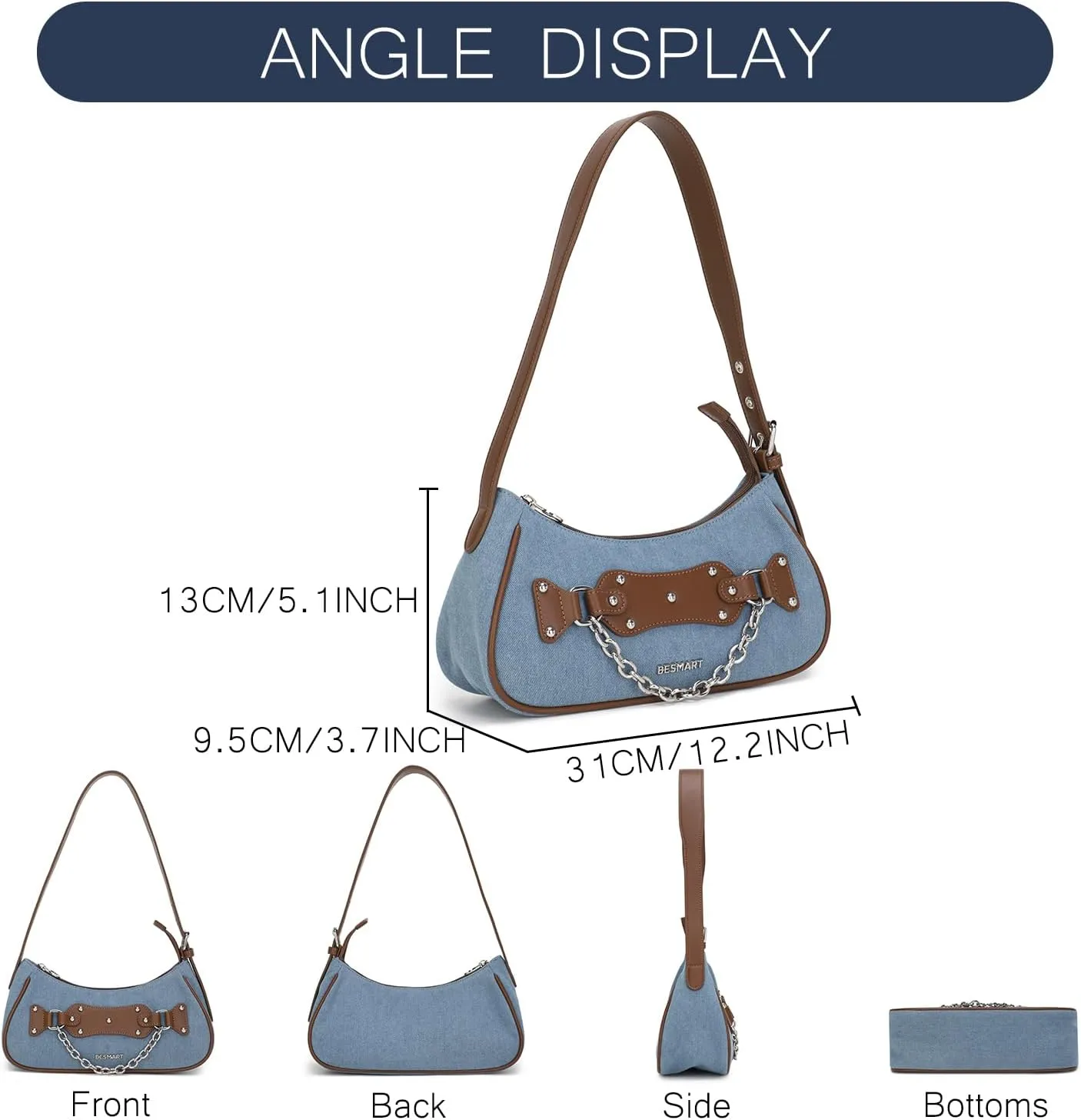 Denim Crossbody Bag Quilted Shoulder Bags for Women