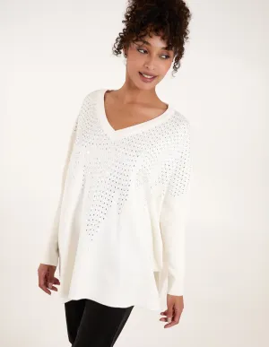 Diamante V Neck Jumper