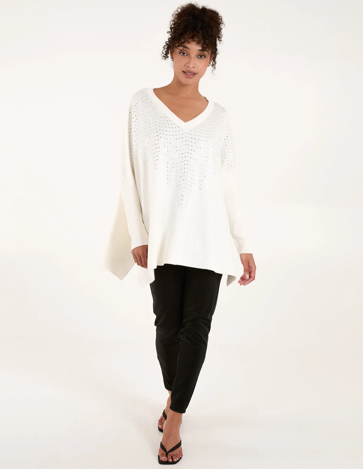 Diamante V Neck Jumper