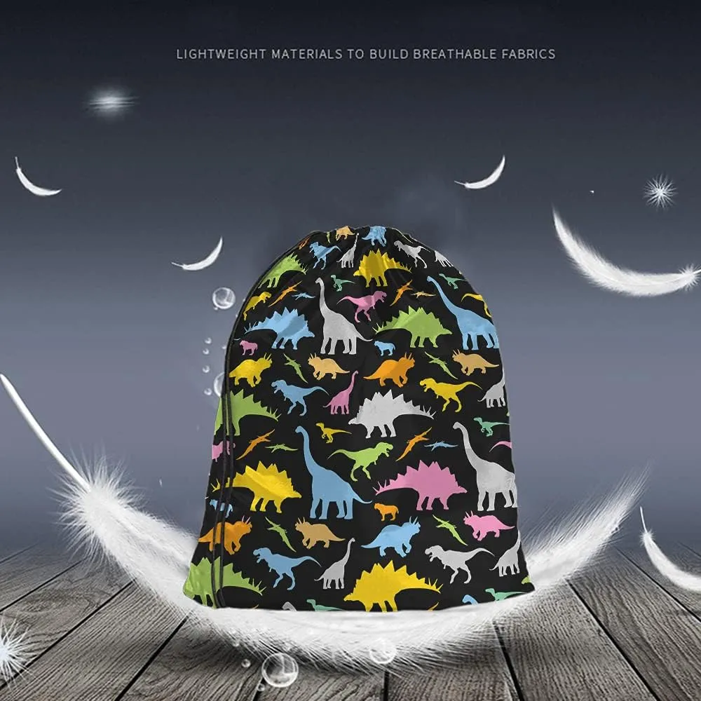 Dinosaurs Drawstring Bags - Cool Cartoon Cute Prehistoric Animal Silhouette Sport Gym Sacks for Men Women