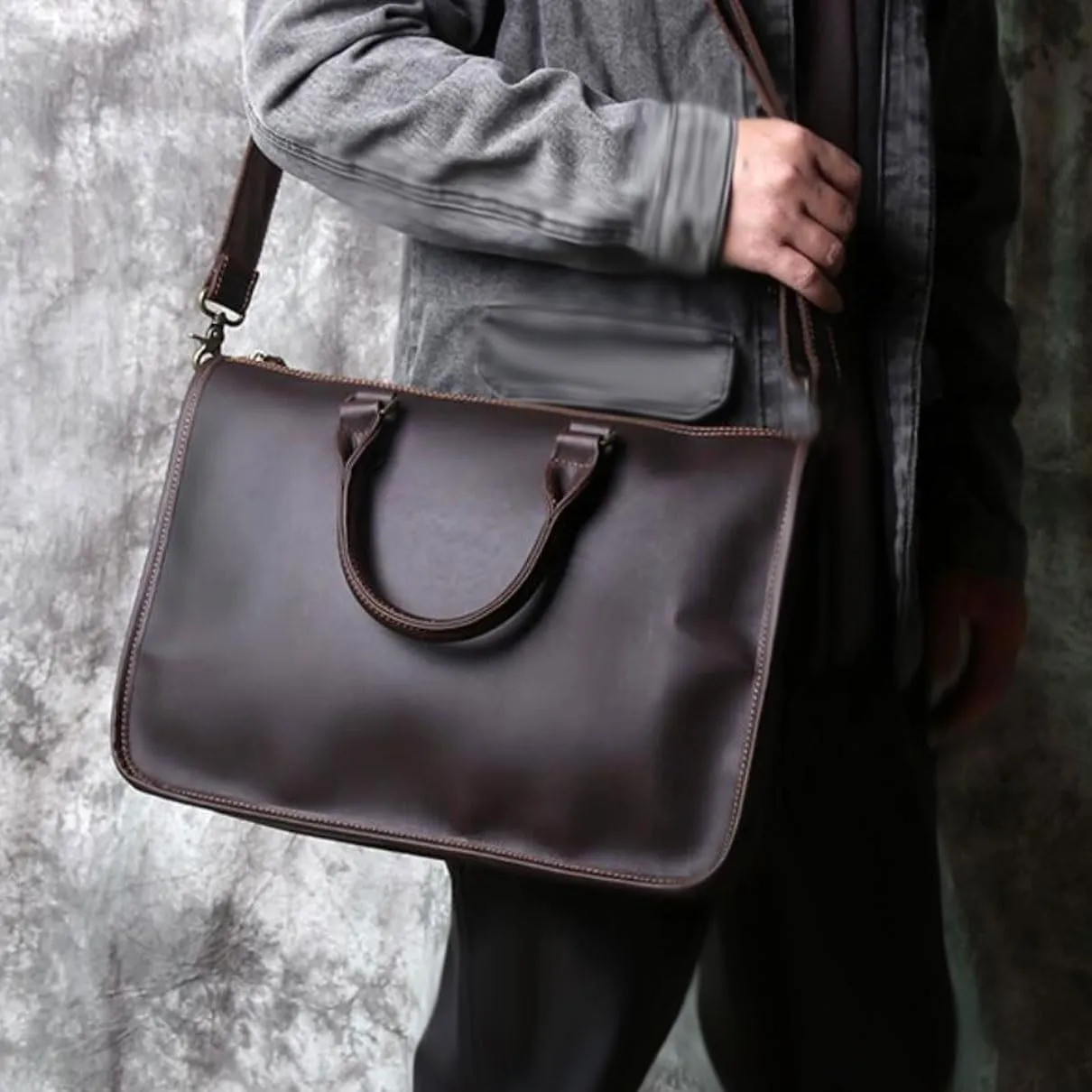 direfly Mens Messenger Shoulder Bags Laptop Bags Luggage Handbags Briefcases Genuine Leather Carrying Cases