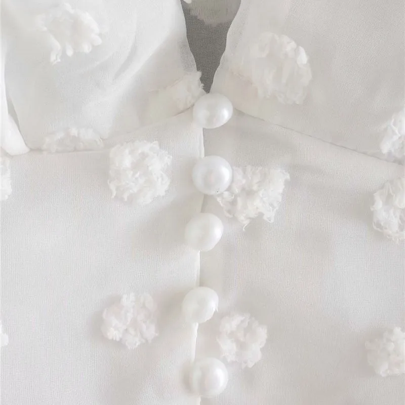 DOT CHIFFON CROPPED BLOUSE