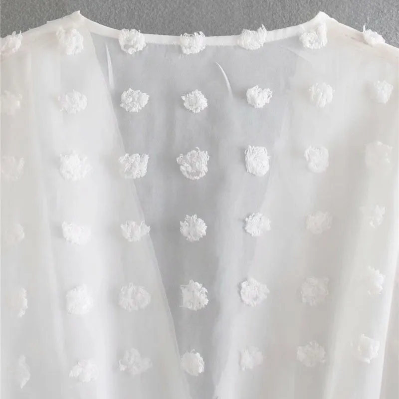 DOT CHIFFON CROPPED BLOUSE