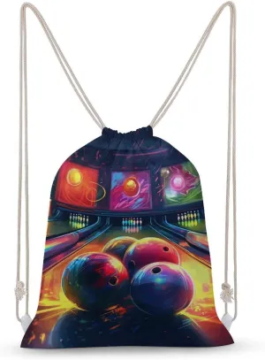 Drawstring Backpack Bowling Balls Printed Sport Gym Drawstring Bag Lightweight Cinch Sacks Backpack Drawstring Bags for Yoga Sport Gym Beach Travel Backpacks
