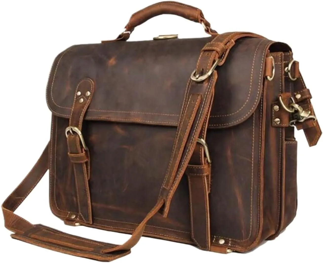 DUSTMAN Mens Handbags Briefcases Genuine Leather Messenger Shoulder Bags Laptop Bags Carrying Cases Backpacks