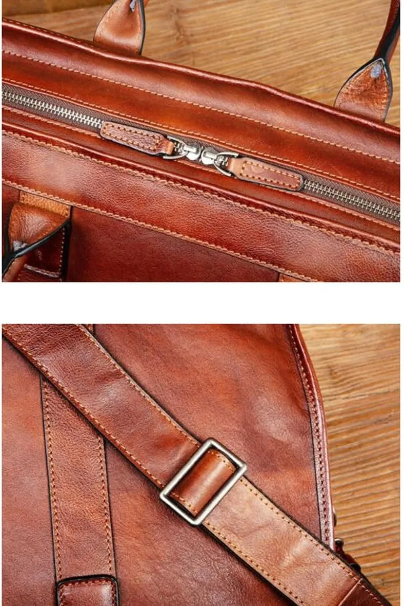 DUSTMAN Mens Handbags Briefcases Leather Messenger Shoulder Bags Laptop Bags Travel Carrying Cases 18.9Inch