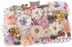 Elegant Clutch Bag Floral Beaded Purse Evening Bag for Special Occasions
