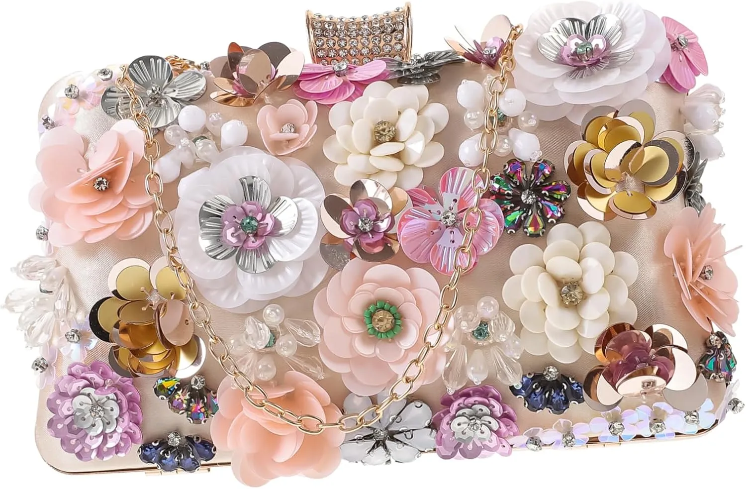Elegant Clutch Bag Floral Beaded Purse Evening Bag for Special Occasions