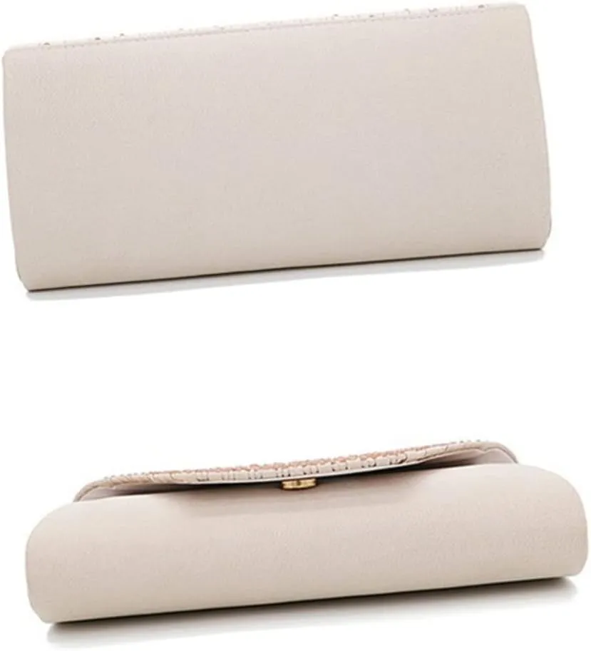 Elegant Evening Handbag with Rhinestone Detail Classic Satin Clutch Purse for Weddings Parties and Special Events Apricot Present for Women