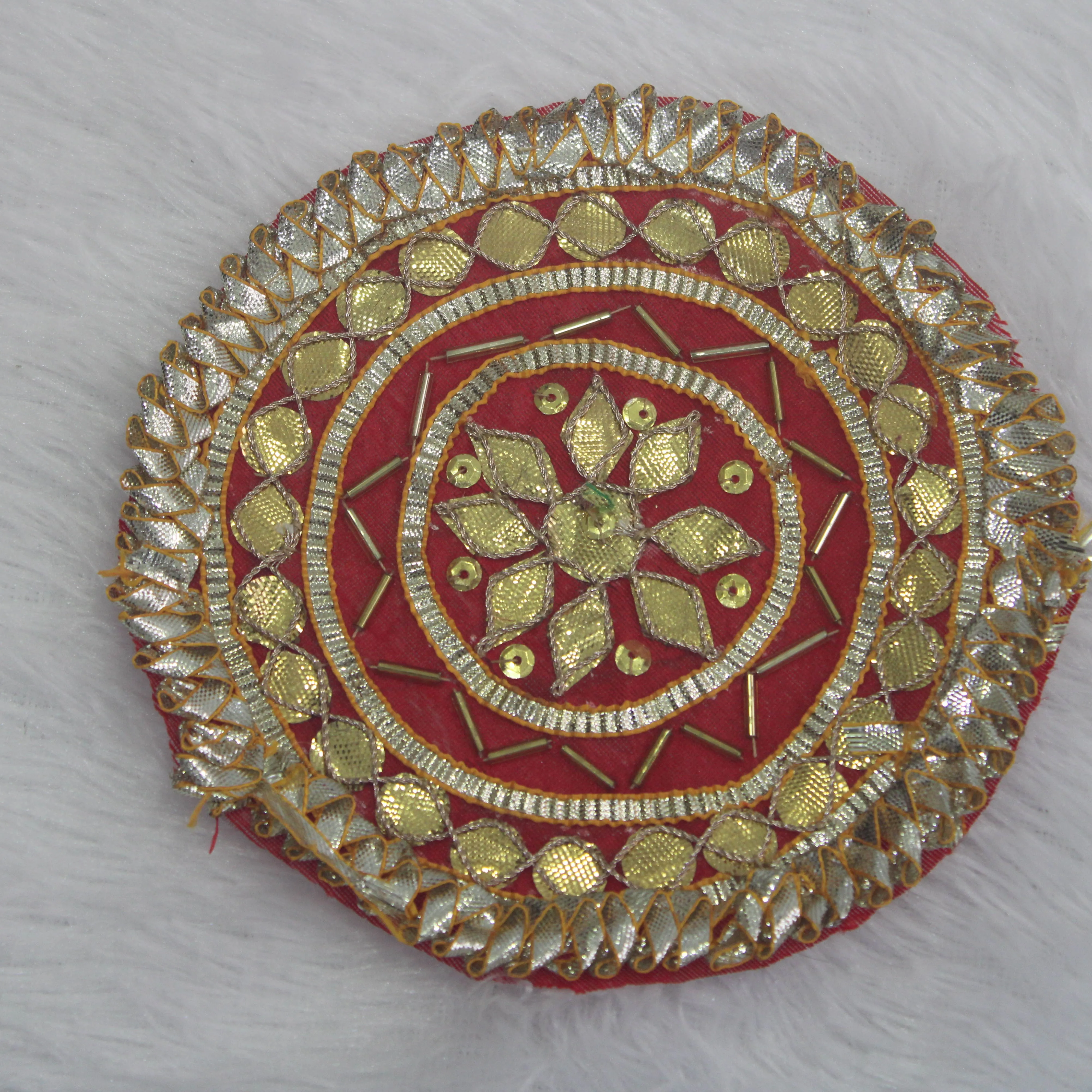 Elegant Red & Golden Gota Embellished Patch
