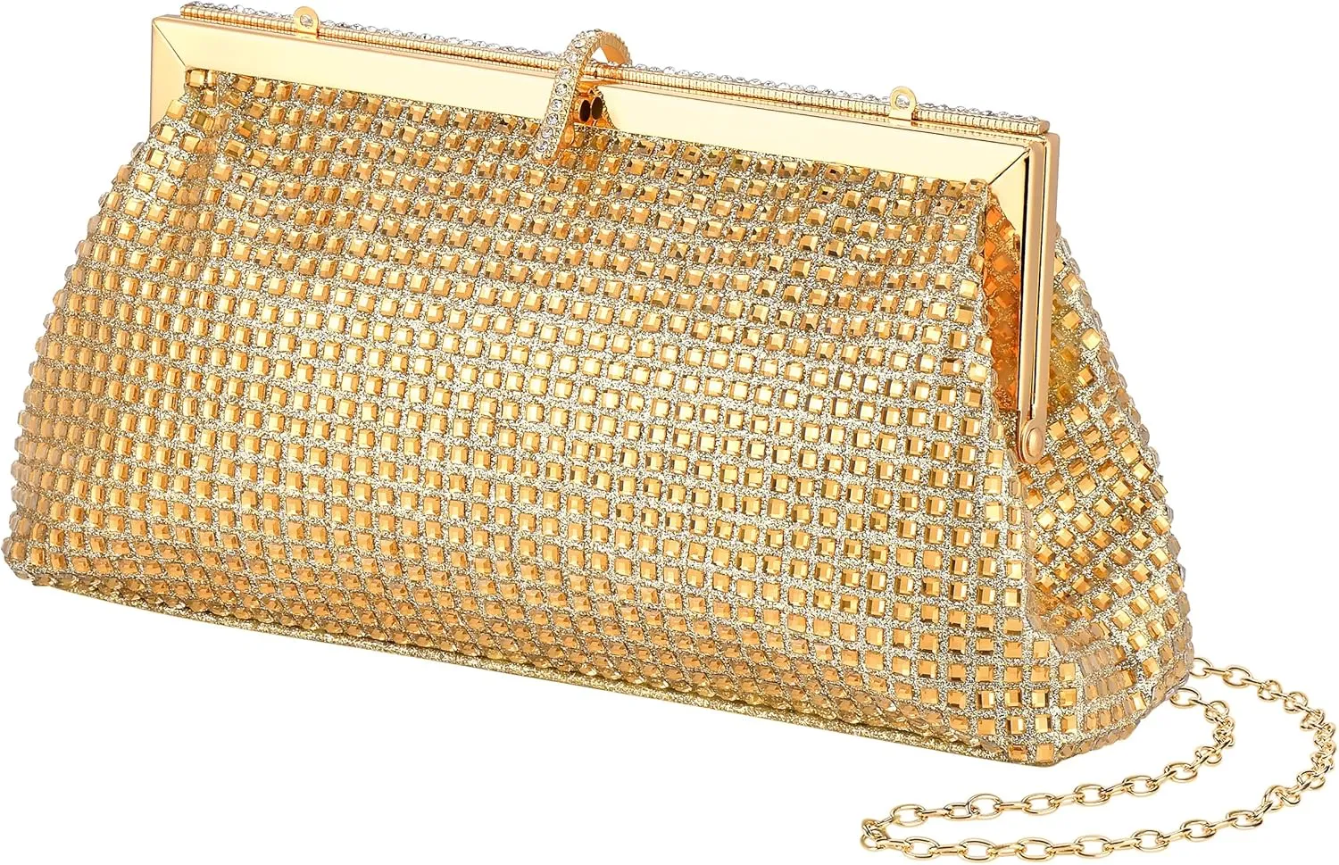 Evening Bags for Women, Gold Clutch bag with Chain Formal Purse Luxury Handbag for Wedding Party