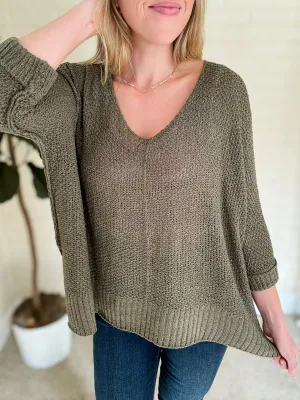 Evolution Loose Fit Sweater- Olive